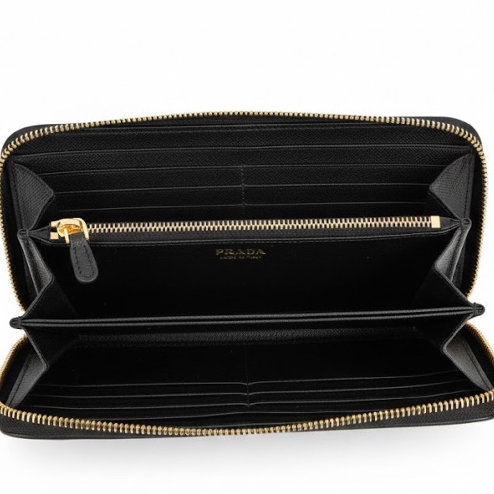 Prada Saffiano Leather Zip Wallet Black Nero - Picture 6 of 10
